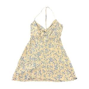Zara Cream and Blue Floral Mini Dress